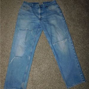 L.L.bean light blue distressed jeans.